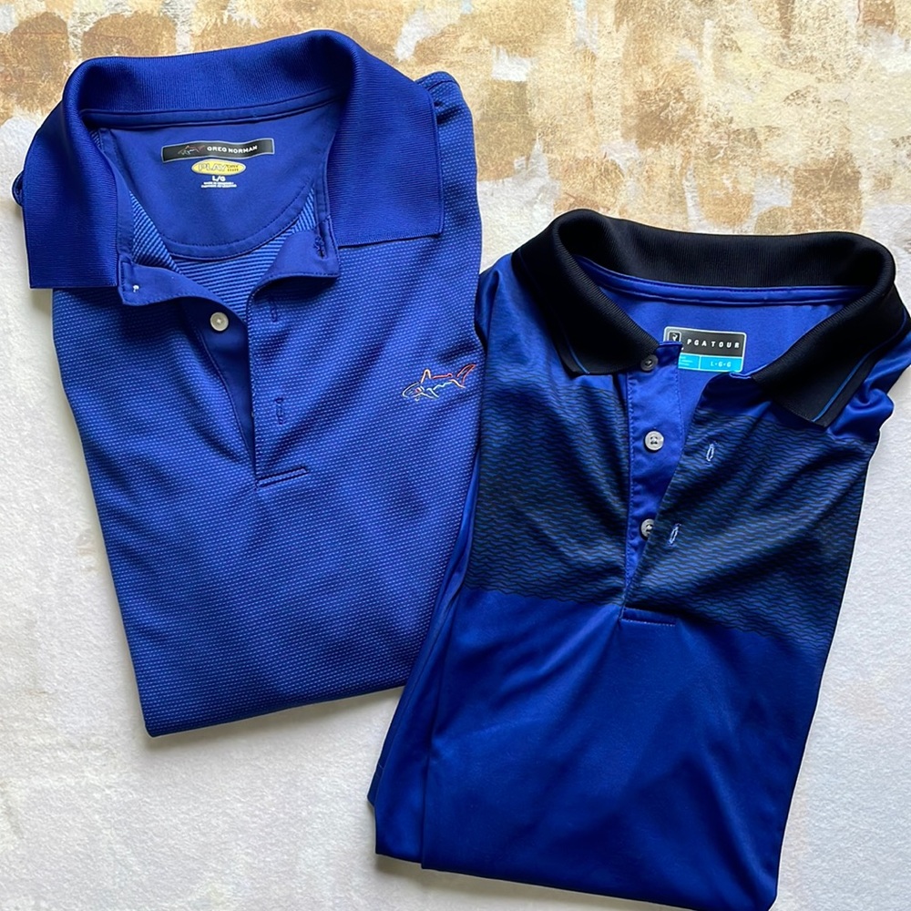 NEW Greg Norman, PGA TOUR, 2 golf shirts size L